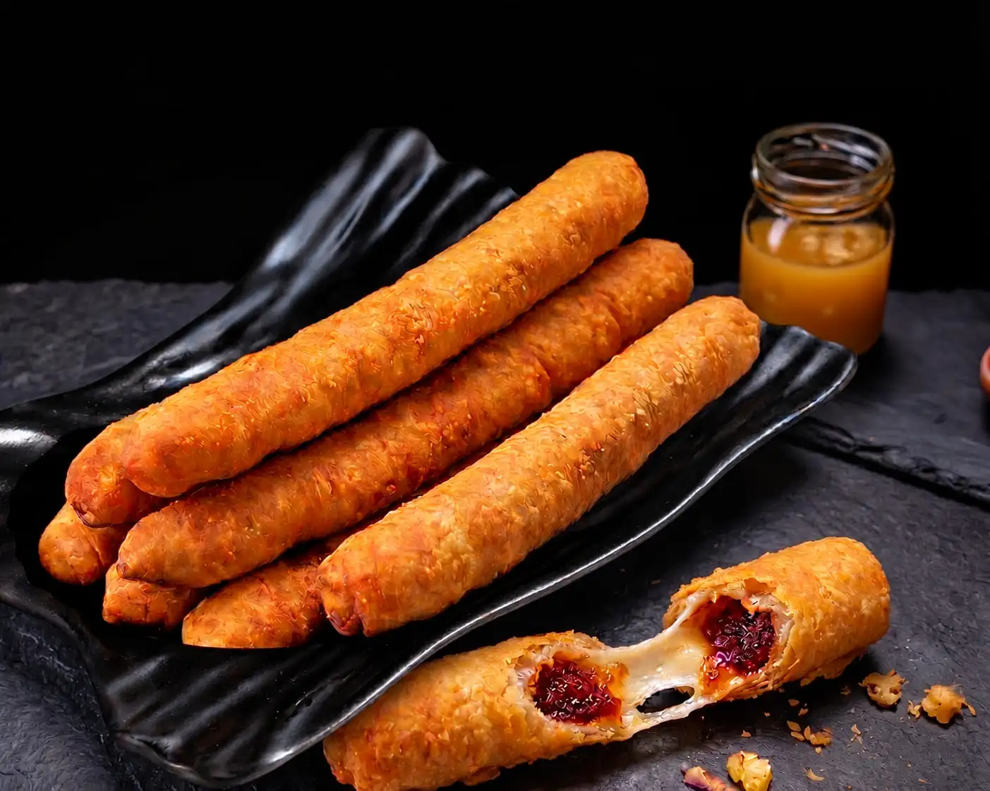 Dedo relleno de bocadillo y queso